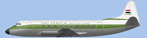 David Carter illustration of Iraqi Airways V.735 Viscount c/n 69 YI-ACM